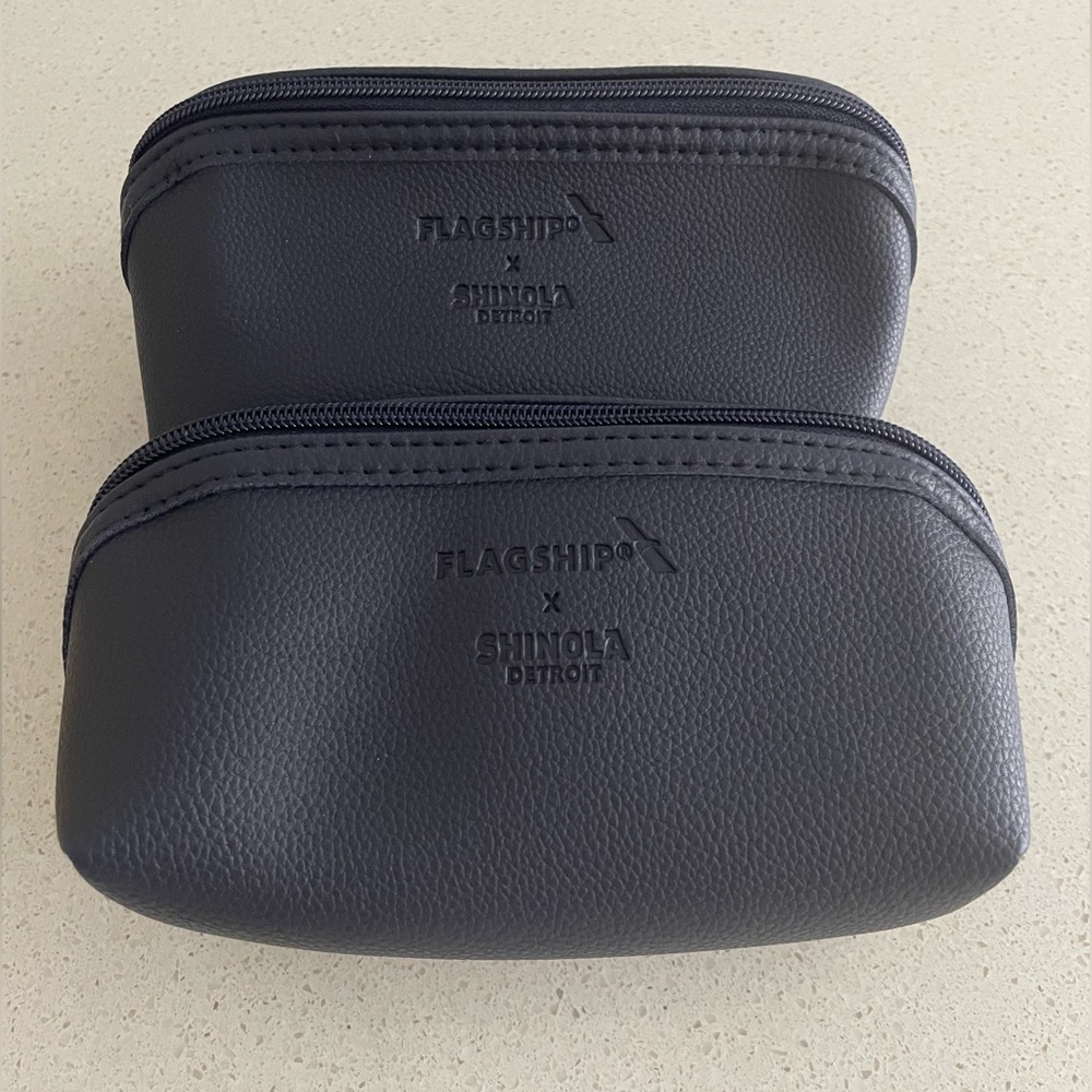 2 SHINOLA Faux Leather Zip Travel Organizer